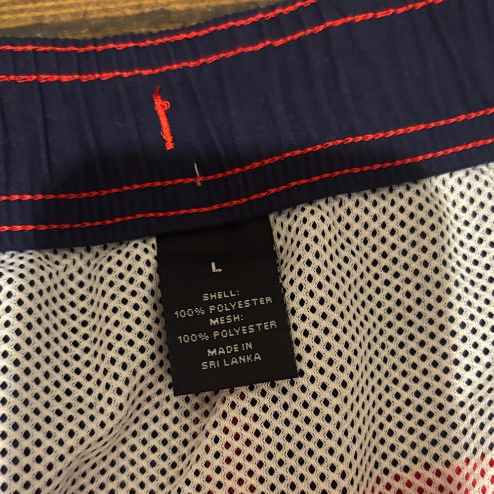 Red and Navy Men's Swim Trunks - Picture 5 of 9